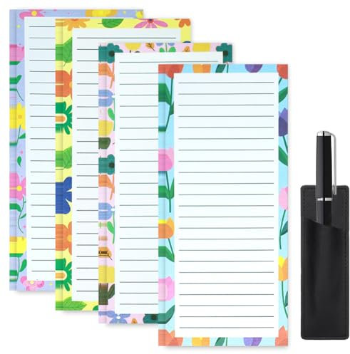 Yajesy 4 Pack Magnetic Shopping List Pad for Fridge, To Do List Pad Totally 200 Sheets Tear off Magnetic Notepad for Fridge, 20 x 8.8 cm