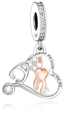 Zahnarzt Charm kompatibel mit Pandora Armband 925 Sterling Silber Dangle-Anhänger, Geschenk für Zahnarzthelferin oder Dentalhygienikerin