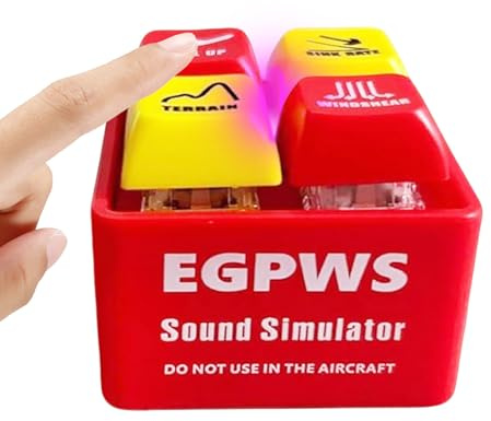 Pilot and Crew Alert Keychain EGPWS Warning Sound Simulator, Flugzeug Notfall Alarm Schlüsselanhänger, Luftfahrt Cockpit Sicherheitsknopf mit LED-Licht, Geschenke für Luftfahrtfans, Kinder, Erwachsene