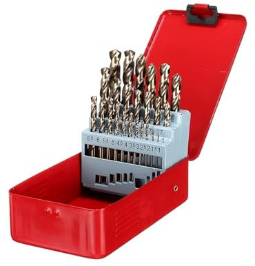 Juego de Brocas de Cobalto M35 (13 19 y 25 Piezas) para Acero Inoxidable Madera y Metal con Estuche Metálico Práctico