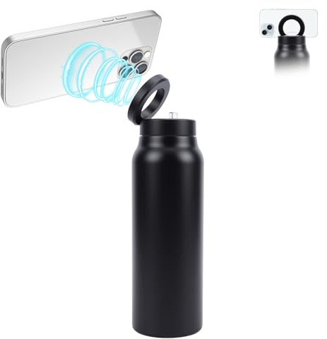 750ml Sports Insulated Bottle Large Capacity 304 Stainless Steel Insulated Water Bottle with Straw Magnetic Phone Stand for Outdoor Cycling Gym Traveling