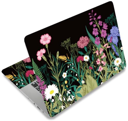 SUPERDANT Wildflower Laptop Skin Black-backed Laptop Sticker PVC Computer Stickers Dustproof Waterproof Art Decal Protector 12 13 13.3 14 15 15.4 15.6 Notebook Art Decal