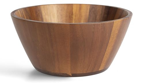 Dc Casa BlackWood Insalatiera in Legno di Acacia – Ciotola Naturale per Insalate, Snack e Servizio – Elegante e Resistente – L - 25,5×11,5 cm
