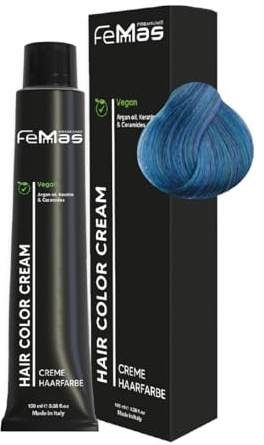 FemMas Haarfarbe Fantasy Türkis I Creme Haarfarbe mit Arganöl, Keratin & Ceramiden I Als dauerhafte Haarfärbung oder Tönung für strahlende, haltbare Farbergebnisse I 100 ml