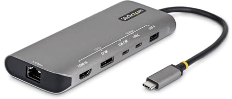 StarTech 7-in-1 USB4 Treiberlose Dual 4K Mini-Dock, 140W PD, 2,5GbE | macOS, Windows, 3-Port 10Gbps Hub, Multiport Adapter, HDMI, DisplayPort, USB-C