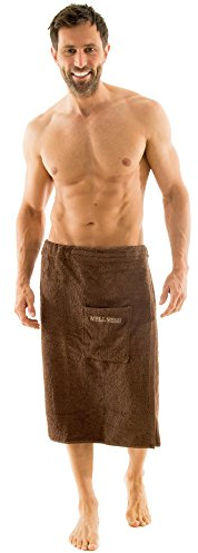 aqua-textil Wellness Saunakilt Herren 70 x 160 cm braun Baumwolle Saunasarong Frottee Kilt kurzer Schnitt