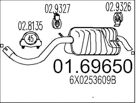 MTS 01.69650 Endschalldämpfer Endtopf 970mm 7,61kg