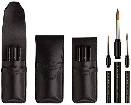 DA VINCI 5382-1503 Series Travel Brush Case Set, Leather, Black, 30 x 30 x 30 cm