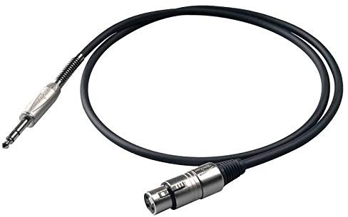 Proel BULK210LU5 - Cavo audio professionale bilanciato con connessioni spina jack Stereo 6.3 mm a cannon XLR 3P Femmina - 5mt., Nero