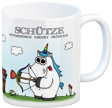 Honeycorns Kaffeebecher mit Sternzeichen Schütze Motiv Tasse Kaffeetasse Becher mug Teetasse Büro Einhorngeschenk lustig witzig Einhorntasse Astrologie Tierkreiszeichen Sternbilder Geburtstag Geburt