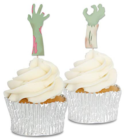 Zombie Arms Halloween Cupcake Toppers 12/pk Picks, Cake Decorations