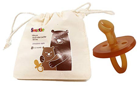 SWEETIE Kieferorthopädischer Schnuller aus Gummi, 1 Stück, 0-6 Monate, Original Naturkautschuk
