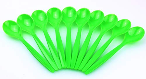 Die schönen Dinge 10 Eierlöffel aus Kunststoff, Löffel Dessertlöffel Kinderlöffel Babylöffel 10er Set in grün Mehrweglöffel (grün, 1)