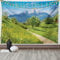 ABAKUHAUS Berg Wandteppich und Tagesdecke, Spring Scenery in Alps, aus Weiches Mikrofaser Stoff Wand Dekoration Für Schlafzimmer, 150 x 110 cm, Lindgrün