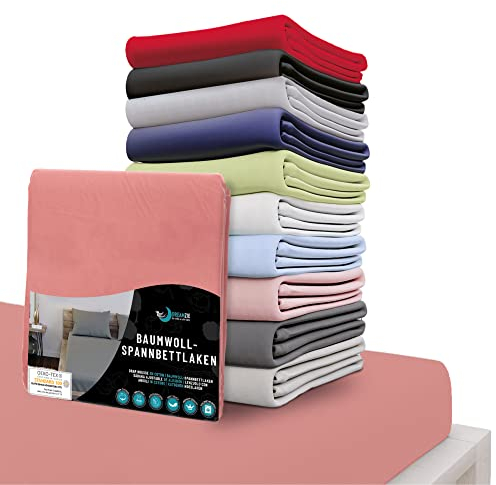 Dreamzie - Spannbettlaken 70x160cm - Baumwolle Oeko Tex Zertifiziert - Rosa - 100% Jersey Spannbetttuch 70x160