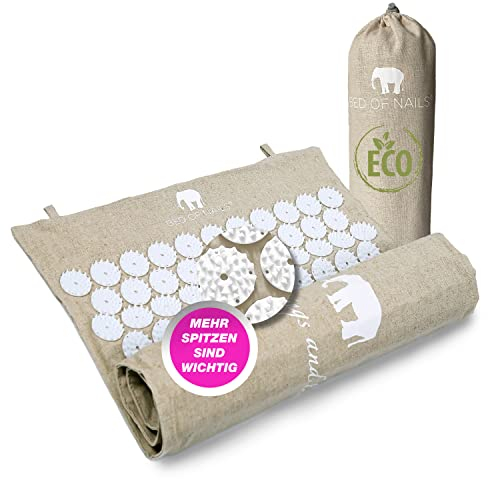 BED OF NAILS Original ECO Akupressurmatte für Unterwegs - 8820 Druckpunkte Akupressur Matte bei Rückenschmerzen - Für Energie Entspannung - Mit Tragetasche - Größe 74 x 42 cm