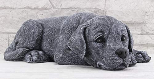 STEINFIGUREN SPICKER Steinfigur Hund liegend 219/1, Gartenfigur Steinguss Tierfigur Basaltgrau