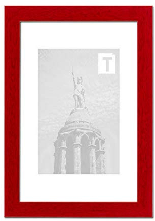 Echtholz-Bilderrahmen Marina Rot 21 × 29,7 cm A4 Museumsglas 2mm klassisches Design schlicht eckig