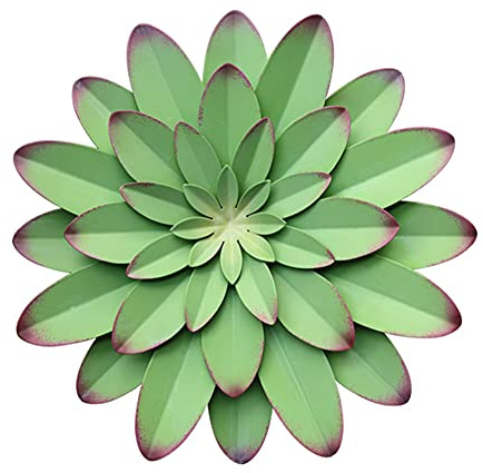 Metal Flowers Wall Decor Indoor Outdoor Metal Wall Art for Farmhouse Home Living Room Bedroom Bathroom Garden Decor – 12 Inch - Green