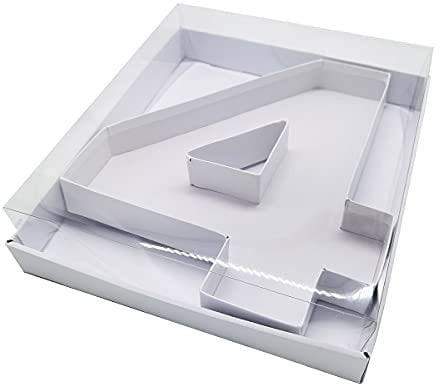 WENPACK Süßigkeiten-Box aus Pappe, Zahlenform, Erdbeeren, befüllbar, mit transparentem Deckel, 31,8 cm, Weiß, 4 Stück
