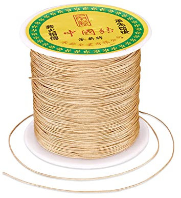 Craftdady Cordon en nylon tressé pour perlage, nœuds chinois, macramé pour la fabrication de bracelets, colliers, bijoux - Bois massif (97 m x 0,5 mm)