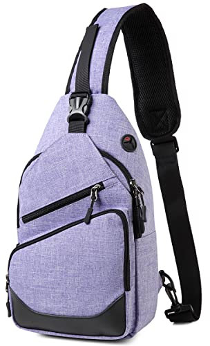 VASCHY Sling Bag für Herren Damen, Water Resistant One Strap Over the Shoulder Cross Body Rucksack Brusttasche für Wandern/Reisen/Outdoor Lila