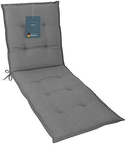 LILENO HOME Sonnenliege Auflage als [1er Set - Rollliege] in Uni Mittelgrau (Tami) - Gartenliegen Auflage perfekt für Strandliege - Polster Auflage für Gartenliege (188x60x5cm)
