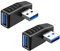 iJiZuo 2 Stück USB 3.0 Adapter, 90 Grad USB Kabel Extender, Linker und Rechter Winkeladapter, Einschließlich der linken und Rechten Winkel-Adapter für USB-Kabeln, USB-Computerzubehör (Schwarz)