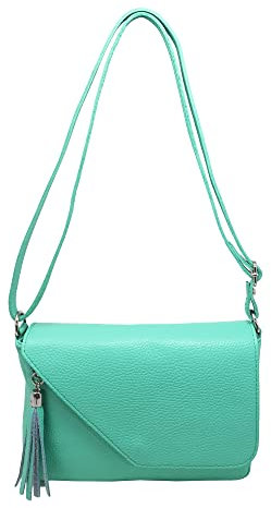Chicca Borse Tracollina Borsa Donna in Pelle Italiana Borsetta a Spalla (Verde Acqua)