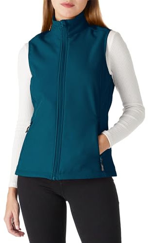 Outdoor Ventures Softshell Weste Damen Ärmellose Jacke Laufweste Leicht Winddicht Warm Fleeceweste Stehkragen Sport Golf Weste mit 4 Taschen für Wandern Camping Nebel Blau M