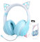 JYPS Kids Wireless Headphones, Childrens Headphones with LED Light and Cat Ear for Girls, Bluetooth Headset with Detachable Noise-cancelling Microphone and Built-in Mic for Call/Gaming (purple)