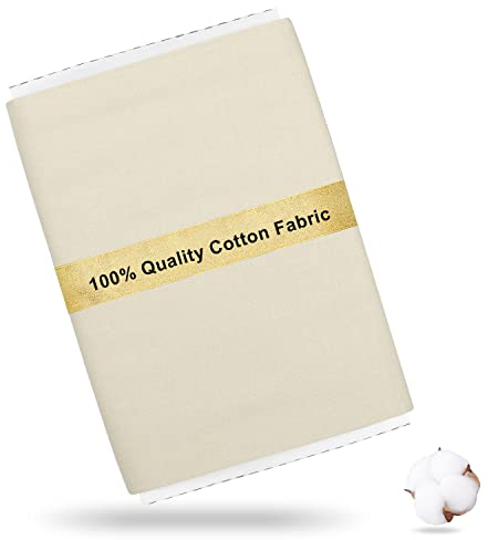 Craftido 100% Baumwollstoff Oeko-Tex, Meterware, 112cm Breit x 280cm Extra Lang - Mittleres Gewicht 145g - zum Quilten, Nähen, Schneidern, Bettwäsche, Futterstoffe, Kunsthandwerk - Cream