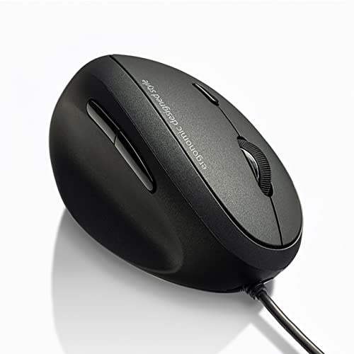 SANWA Left Hand Ergonomic Mouse, Wired Lefty Mouse for Small & Medium Hands | 1000/1600/2400/3200 DPI, Reduce Wrist Strain, Leftie USB Ergo Mice, Plug & Play, Compatible Win, Mac, Office, Home, Black