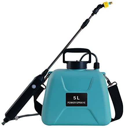 Akku Drucksprüher 5L,CEIEVER Gartenspritze mit Lanze und 2 Verstellbaren Sprühdüsen Rückenspritze mit 2400mAh Lithium-Ion Batterie Unkrautspritze für Garten/Weingut/Rasen (Grün)
