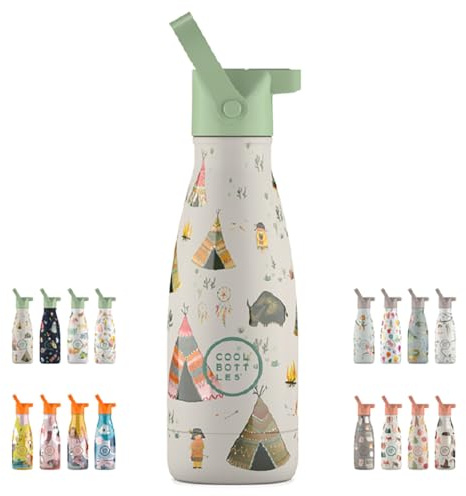 Botella Térmica Infantil - 260 ml - Indian Tribe - Botella de Agua de Acero Inoxidable - Bebidas Fías 36 Horas y Calientes 18 Horas - Acabado con Pintura en Relieve - Sin BPA - Cool Bottles