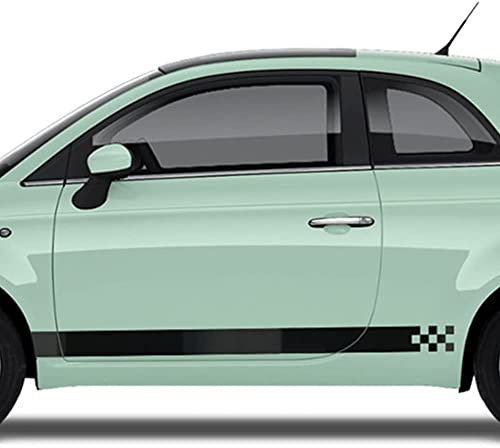 Auto-Dress Seitenstreifen Aufkleber Set/Dekor passend für FIAT 500 - Motiv: Karo (245 Burgundy, Lang)