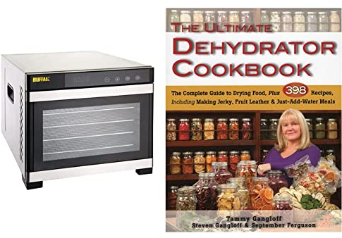 Buffalo Stainless Steel 6 Tray Dehydrator, Silver, DB234 & The Ultimate Dehydrator Cookbook: The Complete Guide to Drying Food, Plus 398 Recipes