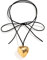 fdsmall Schwarz Leder Schnur Kette Liebe Herz Anhänger Halskette Einstellbare Frauen Choker Halsketten Schmuck für Frauen Mädchen Geschenke