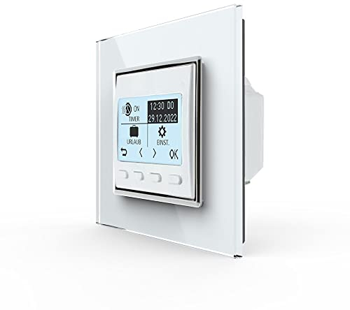 LIVOLO LCD Raumthermostat Thermostat Fußbodenheizung Weiß mit Glasrahmen für Fußboden Heizung Programmierbarer Wandthermostat Zeitpläne digitaler Display Raumtemperaturregler VL-Pro/SR-11