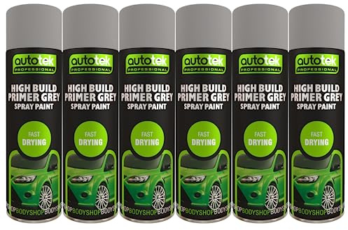 Autotek Grey High Build Primer Spray Paint 500ml x6