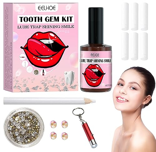 Strass Dentaire Kit avec Colle, Strass Dent, Kit Strass Dentaire Professionnel DIY Kit De Gemme Dentaire Bijoux Kit Dentaire avec 4 Diamants AB étincelants