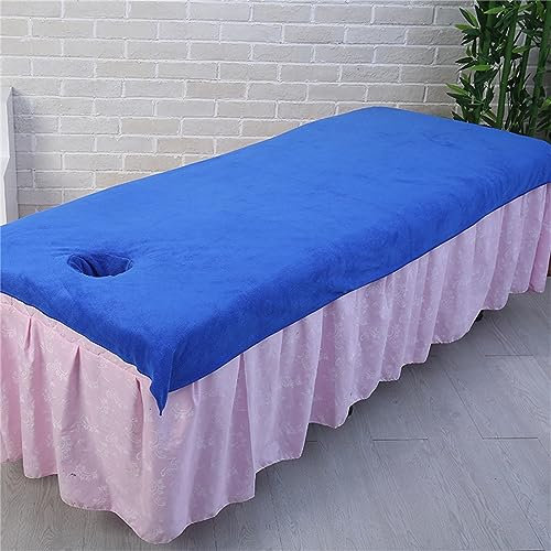 Highdi Massage Bettlaken mit Loch, Waschbare Massage Tischdecke Atmungsaktiv Bezug für Kosmetiksalon, Spa, Massage, Behandlung (100 * 200cm,Saphirblau)