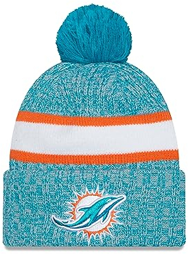 New Era Miami Dolphins NFL 2023 Sideline Sport Knit OTC Turquoise Orange Beanie - One-Size