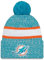 New Era Miami Dolphins NFL 2023 Sideline Sport Knit OTC Turquoise Orange Beanie - One-Size