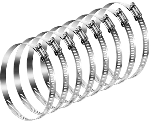 Schlauchschellen Edelstahl, 65-89 mm [8 Stück] - Profi W4 Schlauchklemme, Schlauchschellen geeignet für den Wäschetrockner oder als Abluftschlauch Schellen & Pool Schlauchschellen