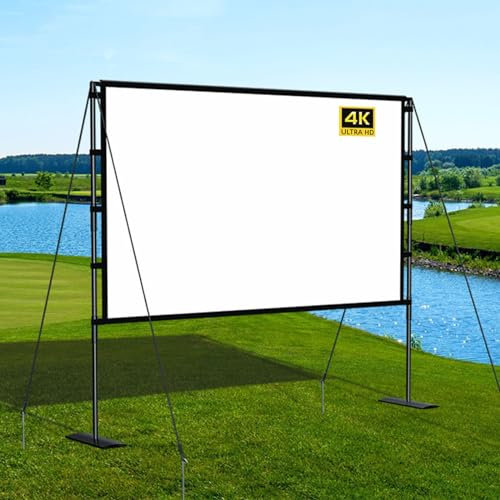Hmtbet Projection Screens, Floor Rising Projector Screen 16:9 HD 4K Foldable Anti-Crease Outdoor Projector Screen, Projector Screen Portable for Outdoor Indoor Public Display,84in