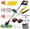 Electric Strimmer, Strimmer 21V 2.0Ah Battery Powered, Cordless Strimmer with Adjustable Height and Swivel Head. Grass Trimmer/Garden Strimmer Suitable for gardens, bushes, yards