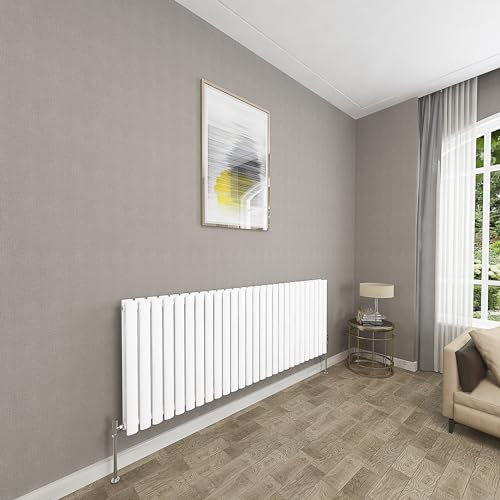 Sky bathroom | 600x1593mm - Modern White Horizontal Double Panel Oval Column Radiator Central Heating Designer Radiator