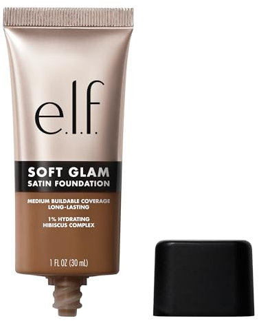 e.l.f. Soft Glam Foundation, Mittlere Deckkraft, Langanhaltende & Aufbauende Foundation Für Ein Glattes, Seidenmattes Finish, Vegan & Tierversuchsfrei, 54 Deep Neutral