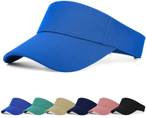 FCHUI Sun Visor Cap - Women Ponytail Baseball Cap for Women and Ladies, Long Peak Thicker Sweatband Adjustable Hat for Golf Cycling Fishing Tennis Running Jogging Visor Hats for Men (Sapphire)